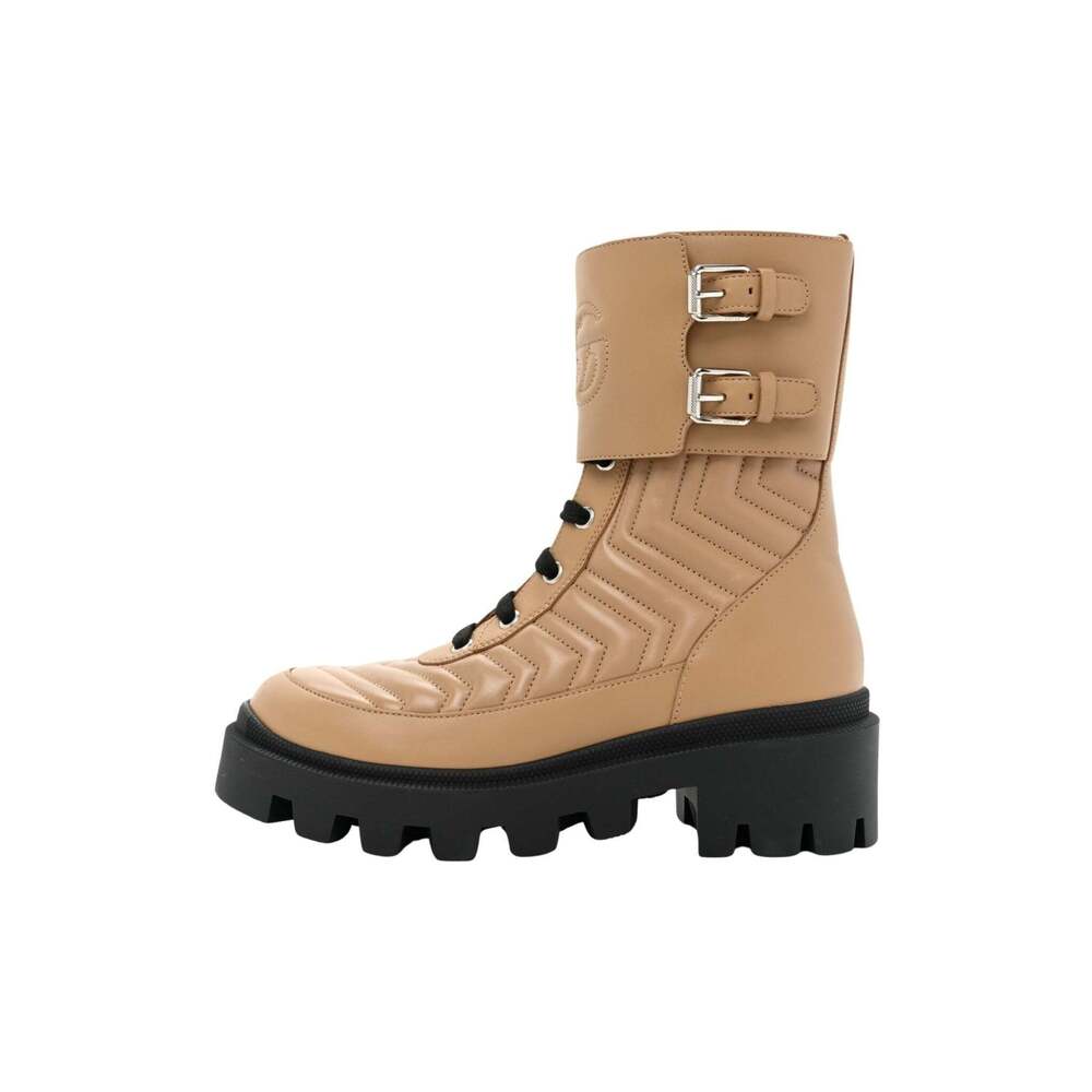 Gucci - Frances Leather Combat Boots - IT 37.5 - Picture 3 of 9